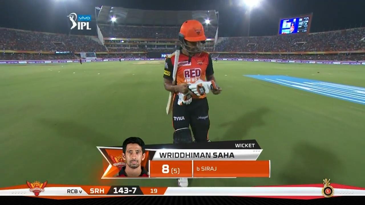 M39: SRH vs RCB – Wriddhiman Saha Wicket background