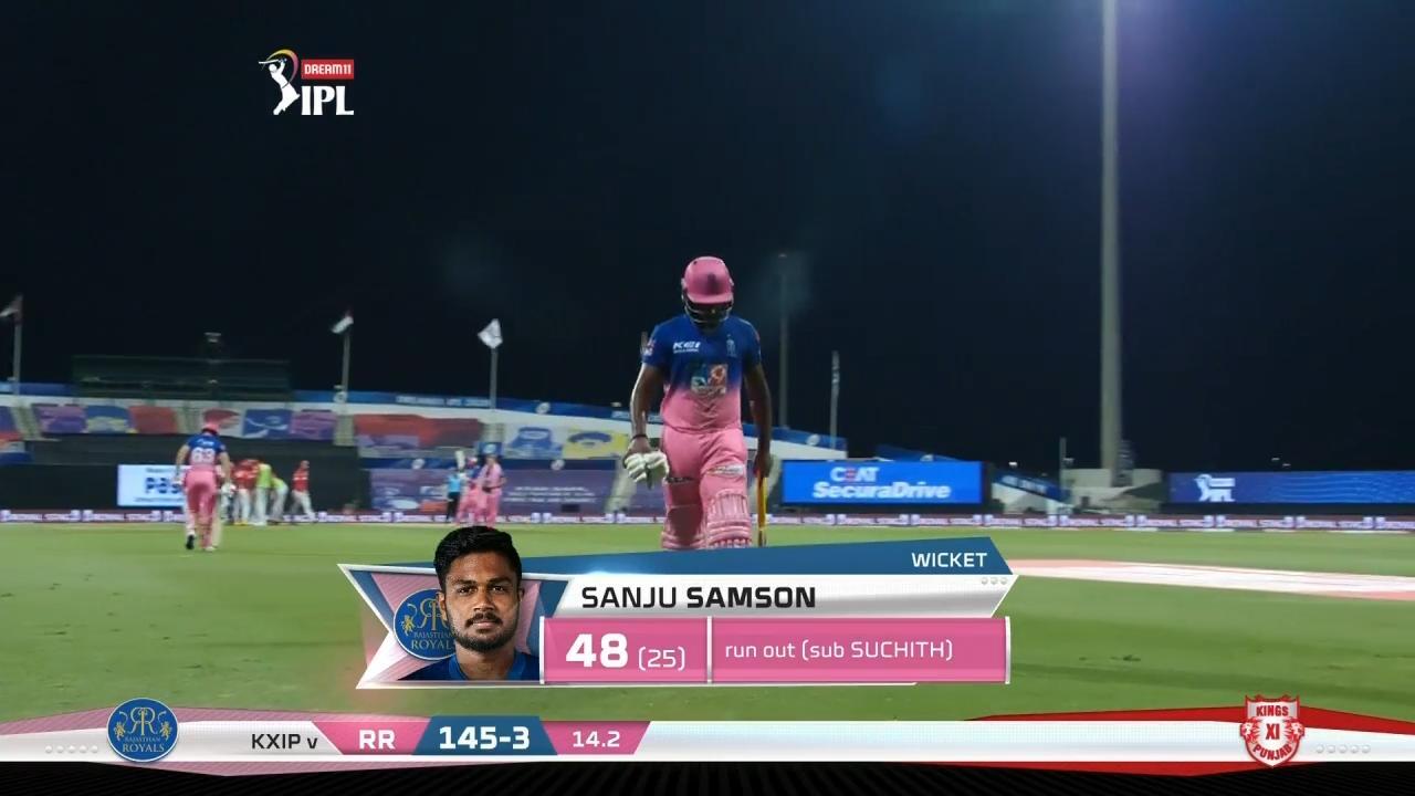 M50: KXIP vs RR – Sanju Samson Wicket background