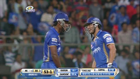 M56: MI vs RR– Sanju Samson's 74