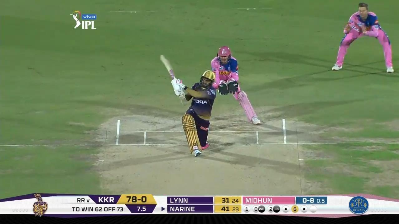 M21: RR vs KKR – Sunil Narine Six background