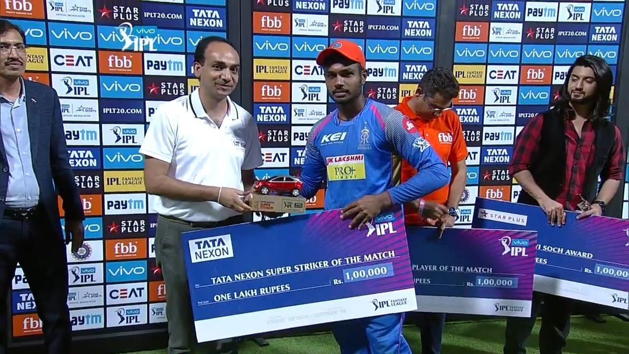 M11: RCB vs RR – TATA nexon super striker of the match – Sanju Samson