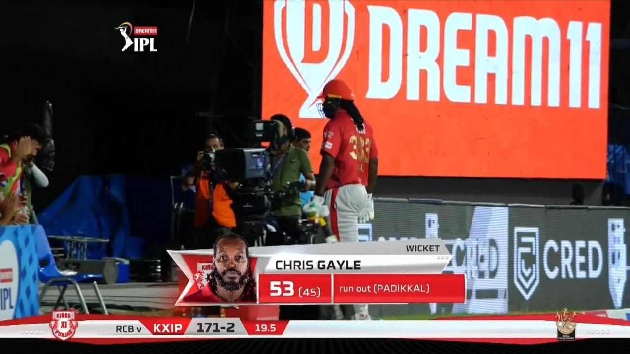 M31: RCB vs KXIP – Chris Gayle Wicket