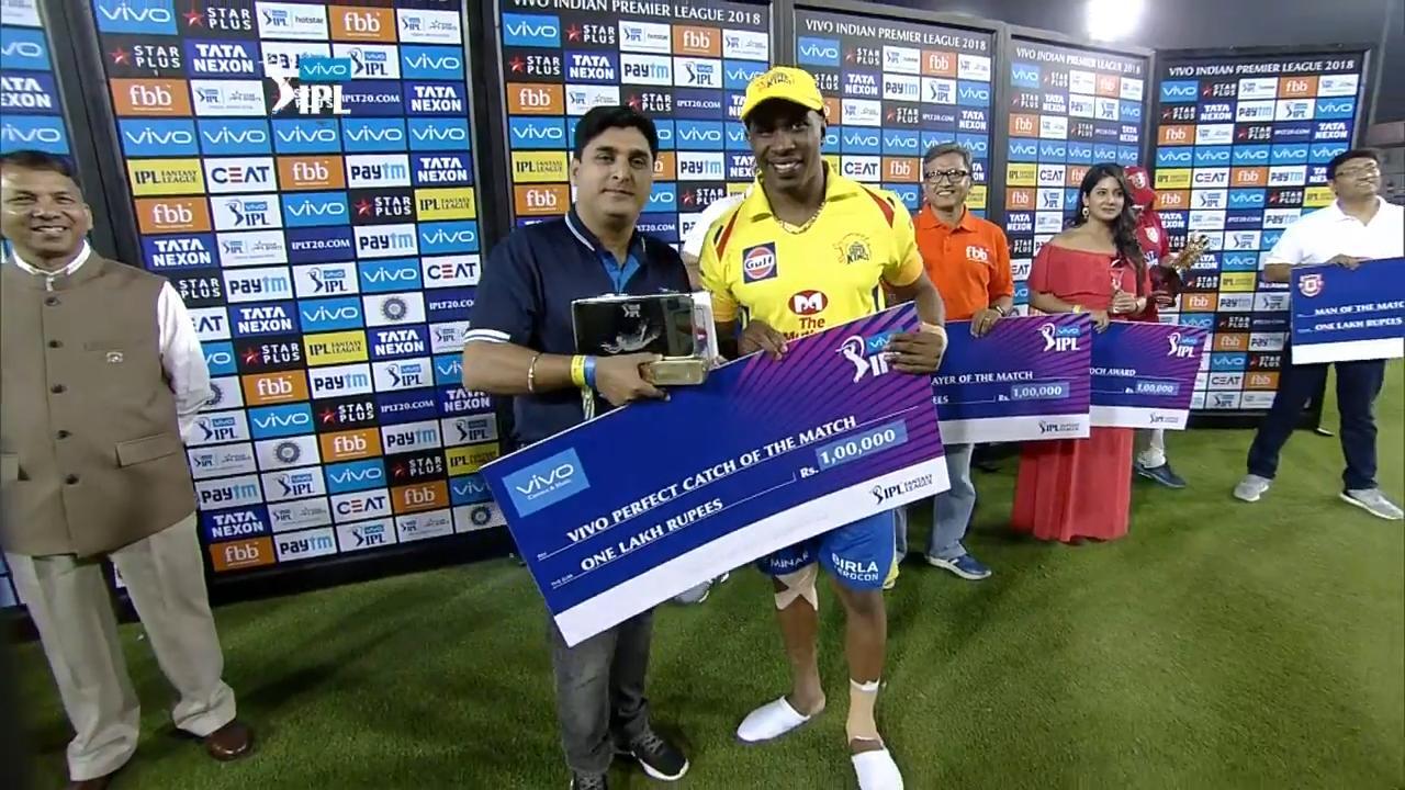 M12: KXIP vs CSK – VIVO perfect catch of the match – Dwayne Bravo