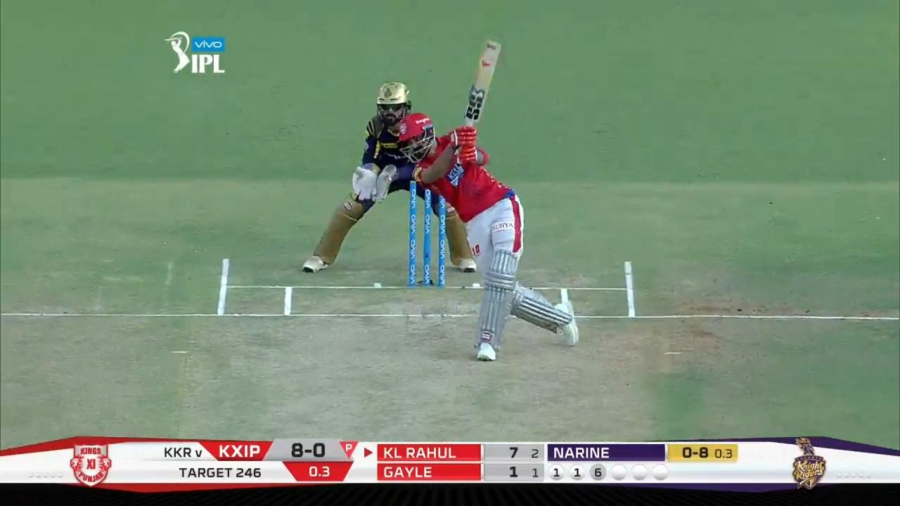 M44: KXIP vs KKR – KL Rahul Six background