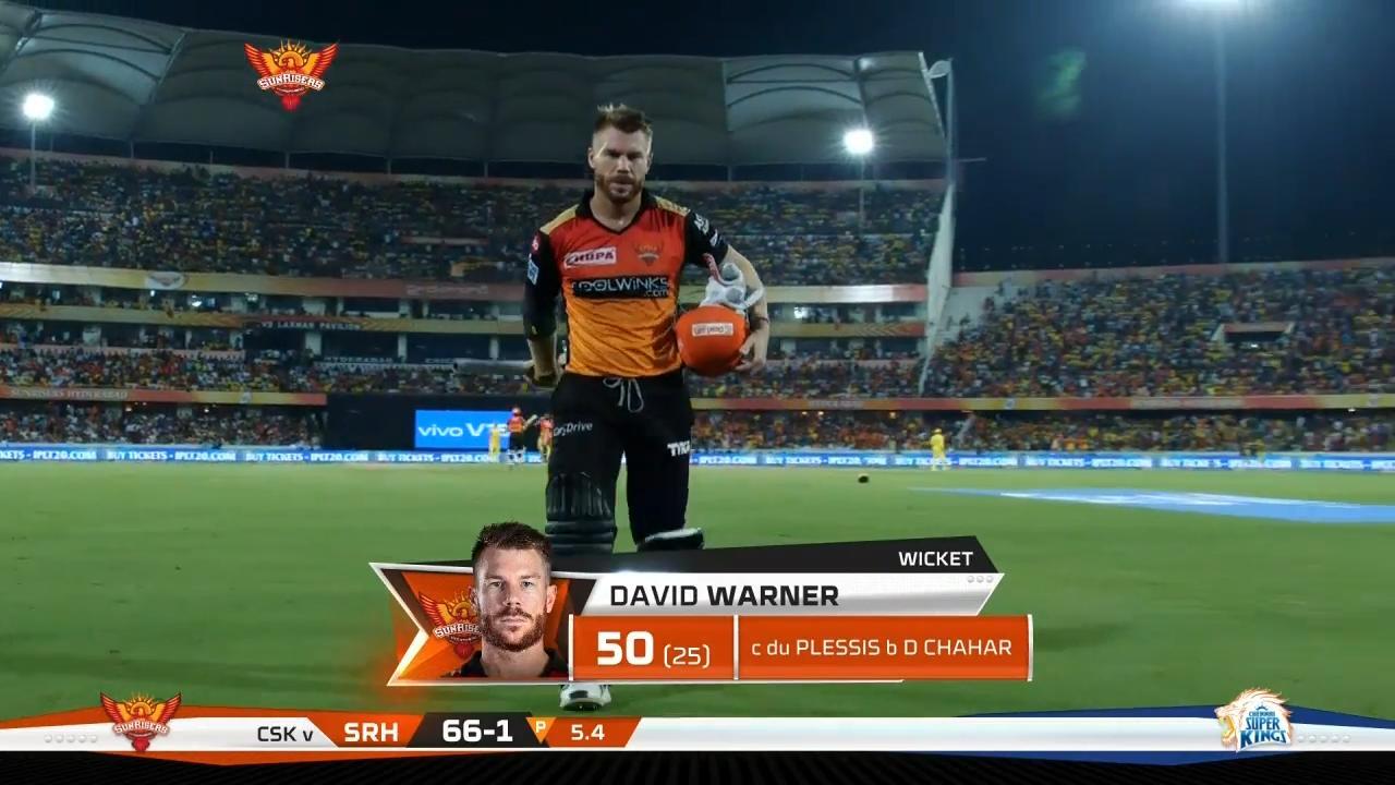 M33: SRH vs CSK – David Warner Wicket background