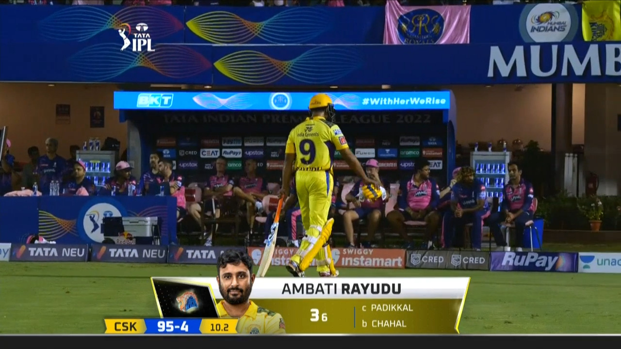 M68: RR vs CSK – Ambati Rayudu Wicket