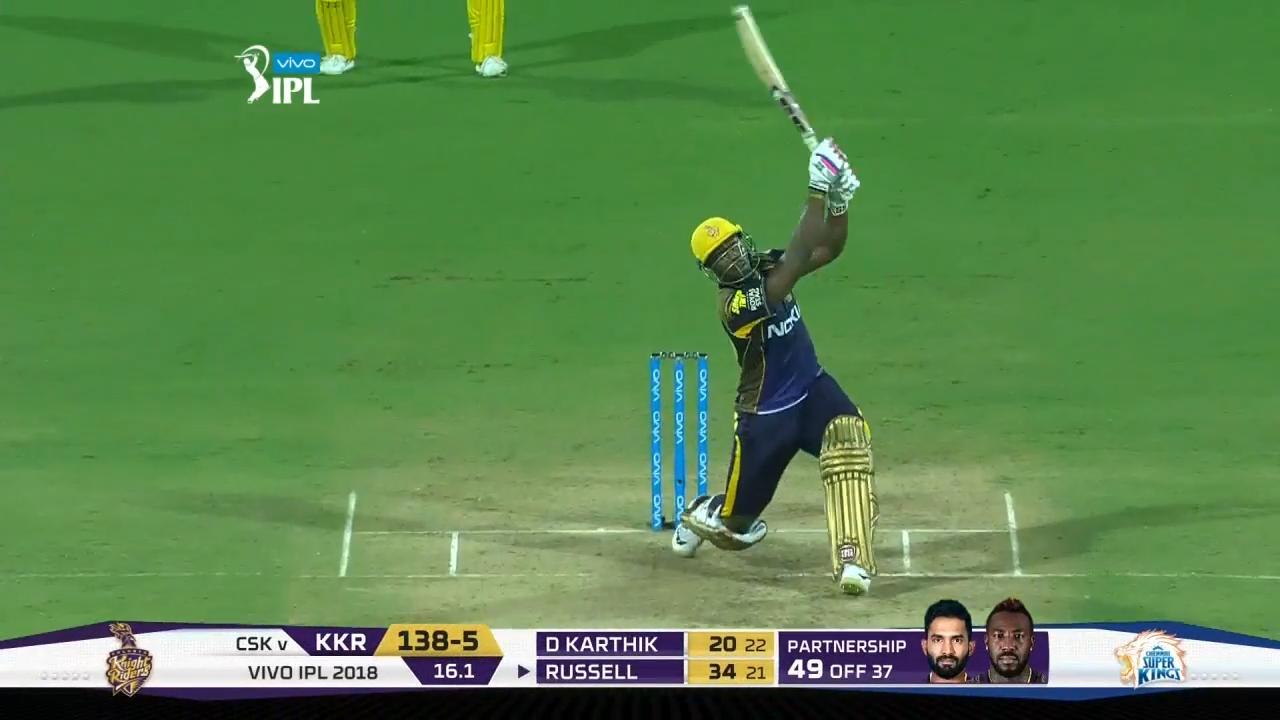 M05: CSK vs KKR – Andre Russell Six background