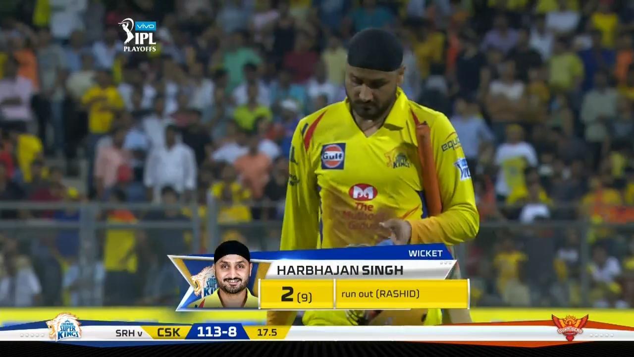 Q1: SRH vs CSK – Harbhajan Singh Wicket