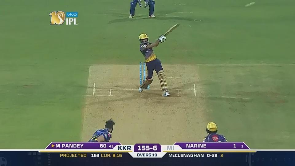 M7: MI vs KKR – Manish Pandey Six
