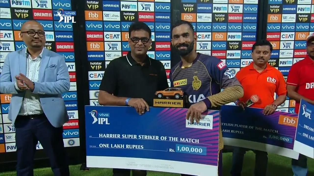 M43: KKR vs RR – Harrier Super Striker of the Match – Dinesh Karthik background