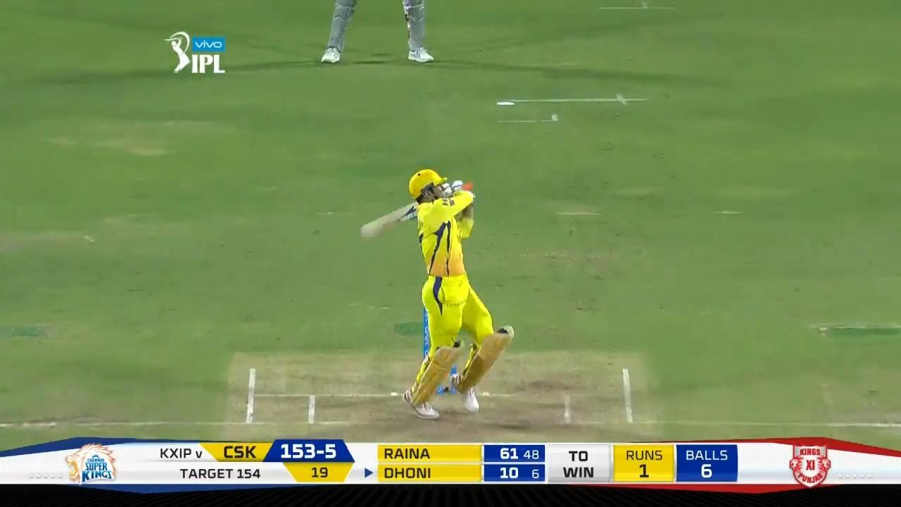 M56: CSK vs KXIP – MS Dhoni Six background