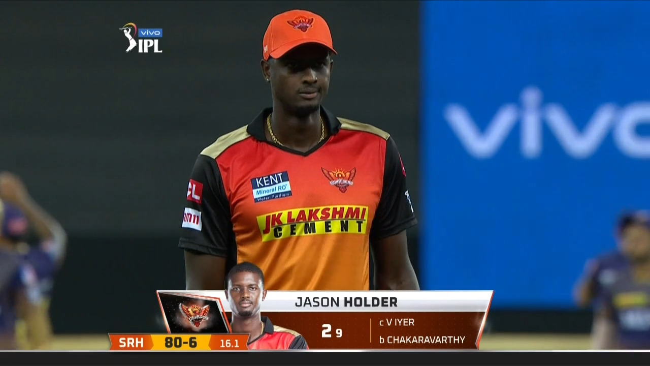 M49: KKR vs SRH – Jason Holder Wicket