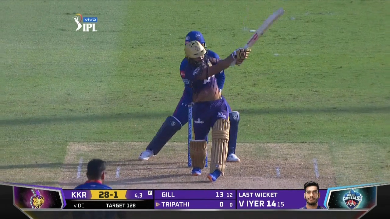 M41: KKR vs DC – Rahul Tripathi Six