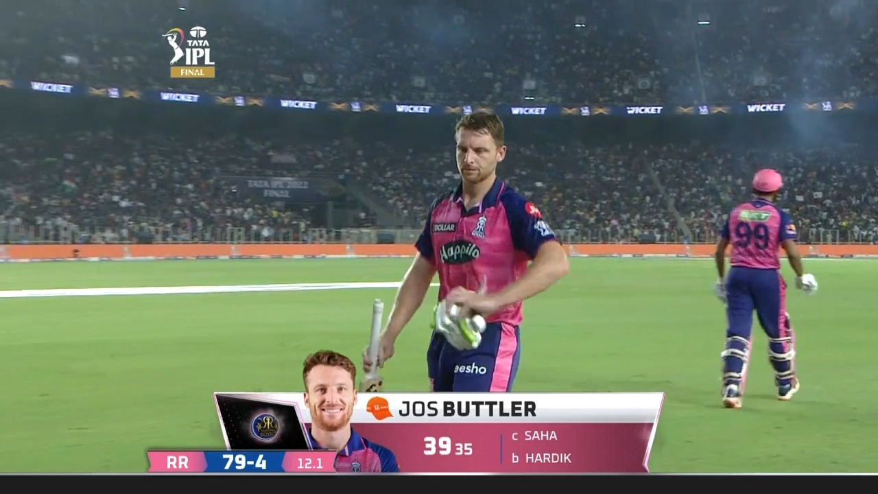 Final: GT vs RR – Jos Buttler Wicket