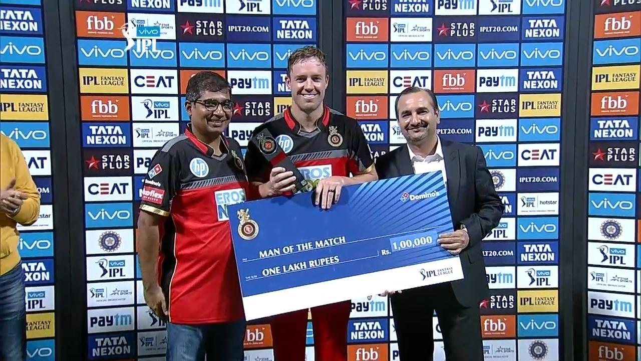 M19: RCB vs DD – Man of the Match – AB de Villiers