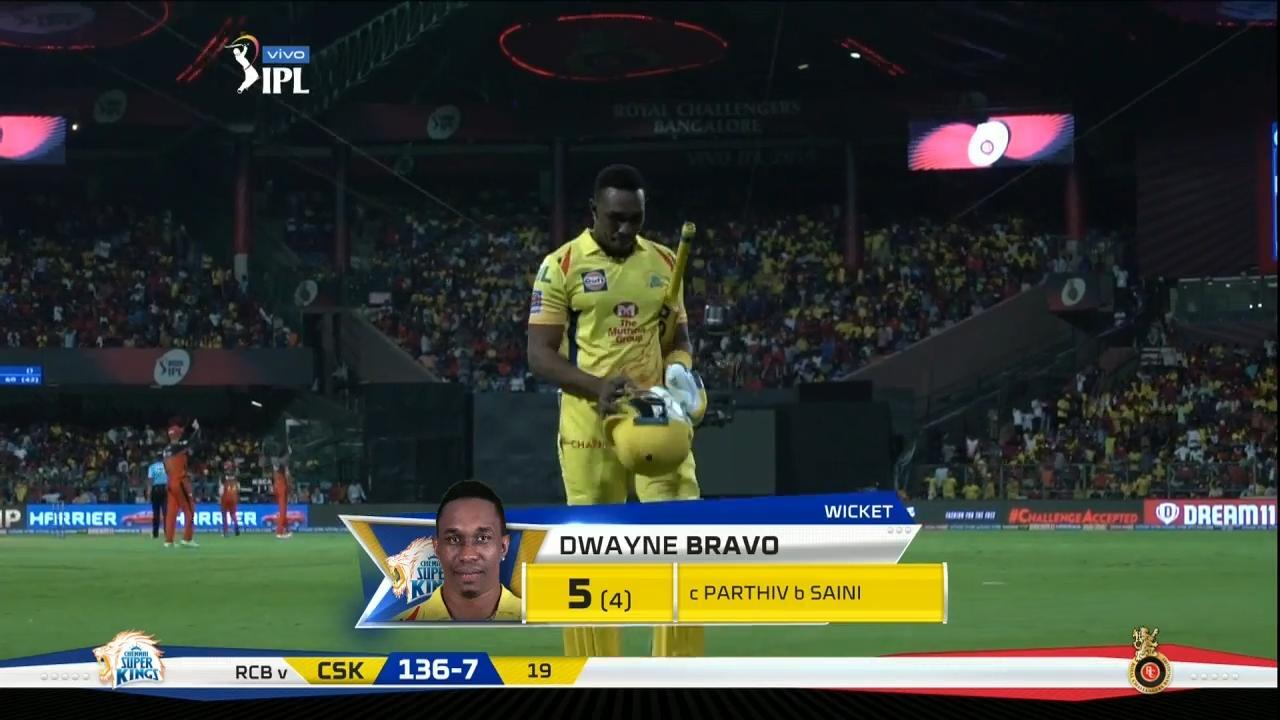 M39: RCB vs CSK – Dwayne Bravo Wicket