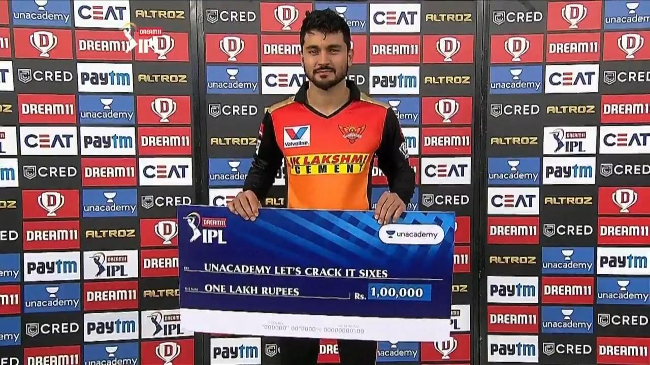 M26: SRH vs RR – Unacademy Lets Crack It Sixes of the Match – Manish Pandey backdrop
