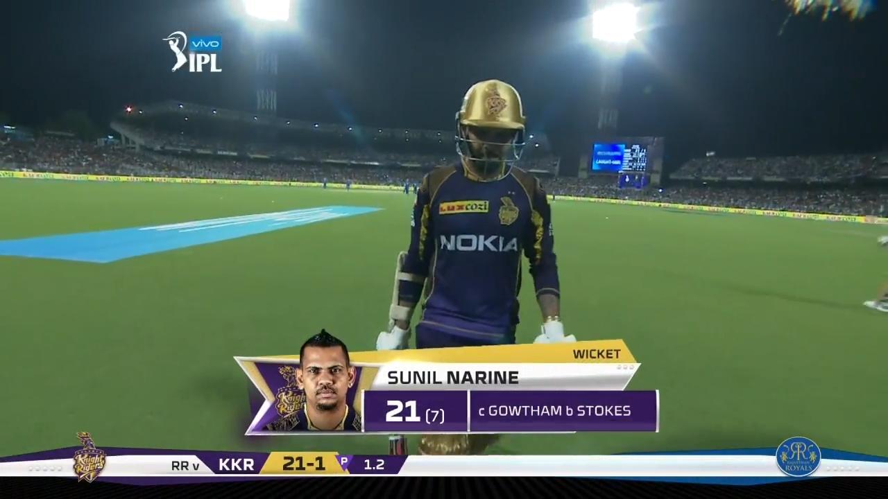 M49: KKR vs RR – Sunil Narine Wicket