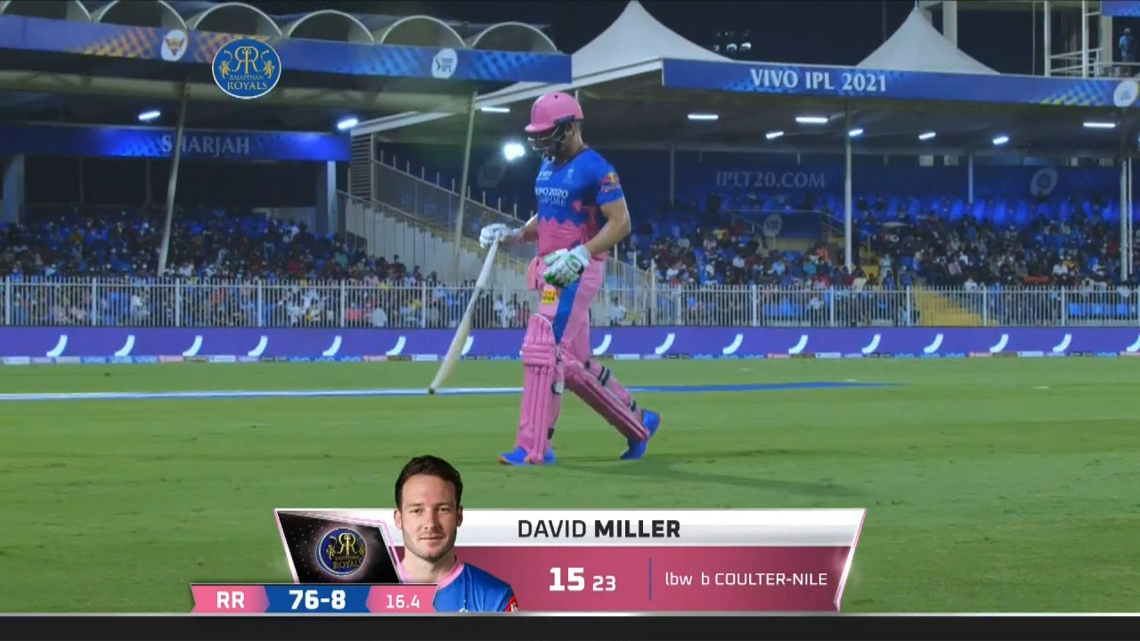 M51: RR vs MI – David Miller Wicket