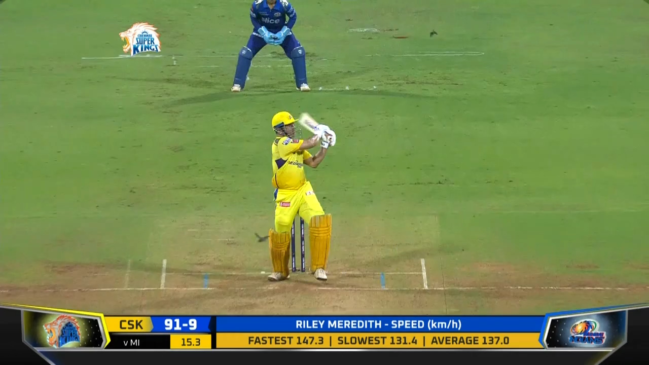 M59: CSK vs MI – MS Dhoni Six background