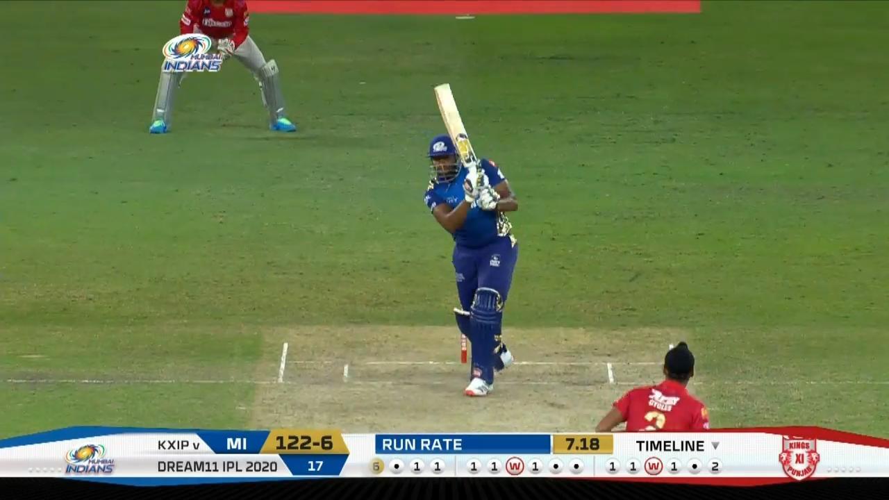 M36: MI vs KXIP – Kieron Pollard Six background