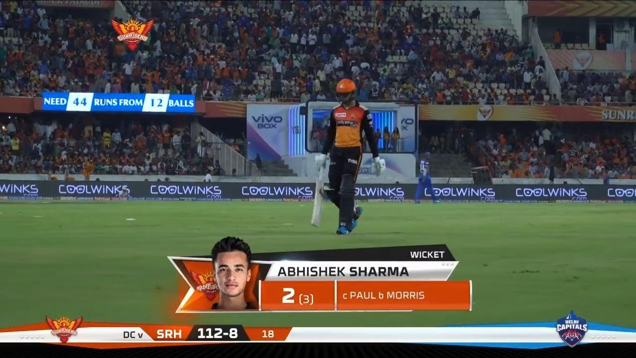 M30: SRH vs DC – Abhishek Sharma Wicket