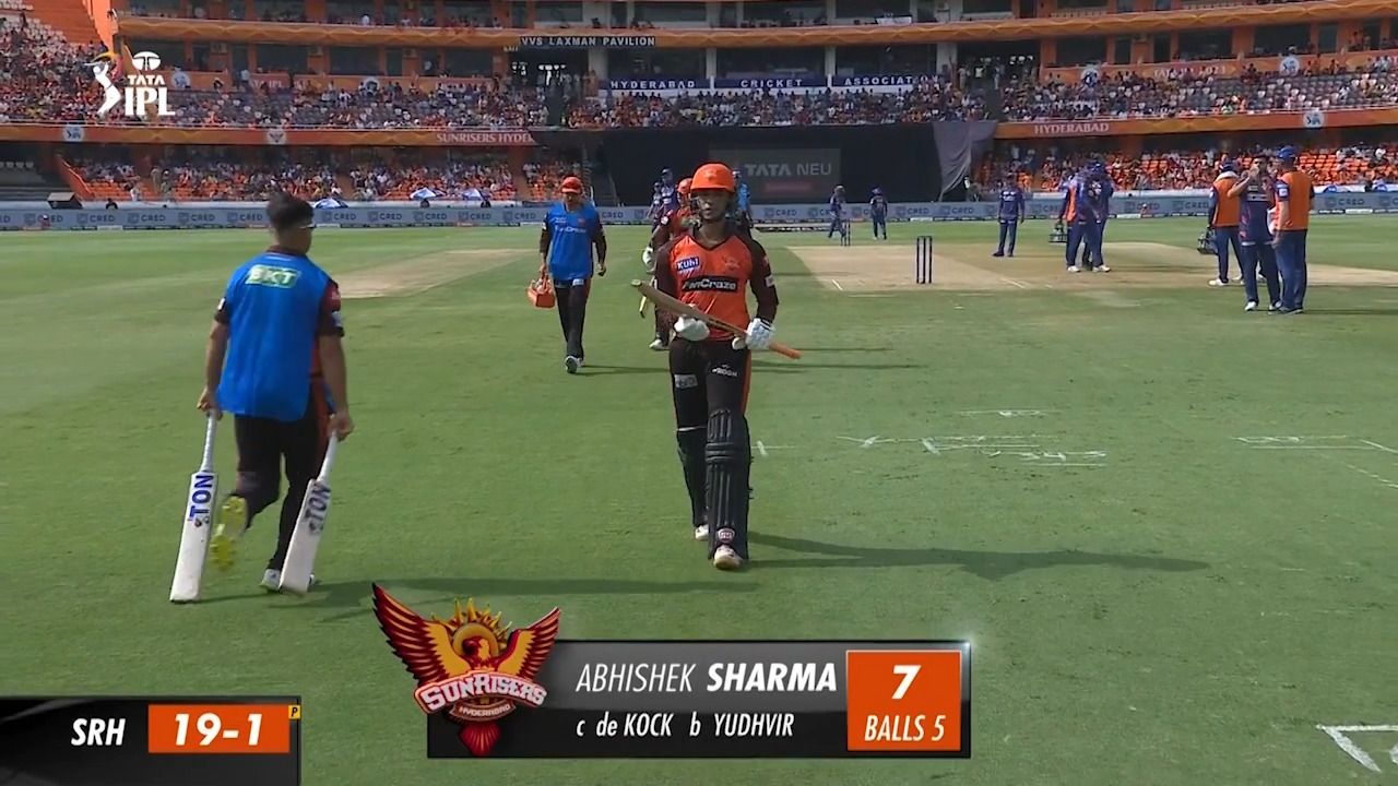 M58: SRH vs LSG – Abhishek Sharma Wicket