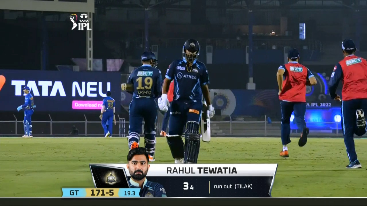 M51: GT vs MI – Rahul Tewatia Wicket