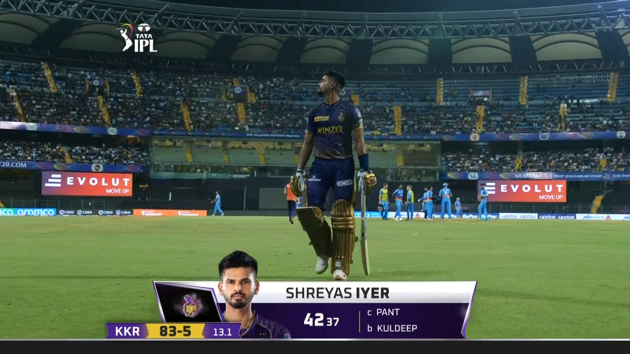 M41: DC vs KKR – Shreyas Iyer Wicket background