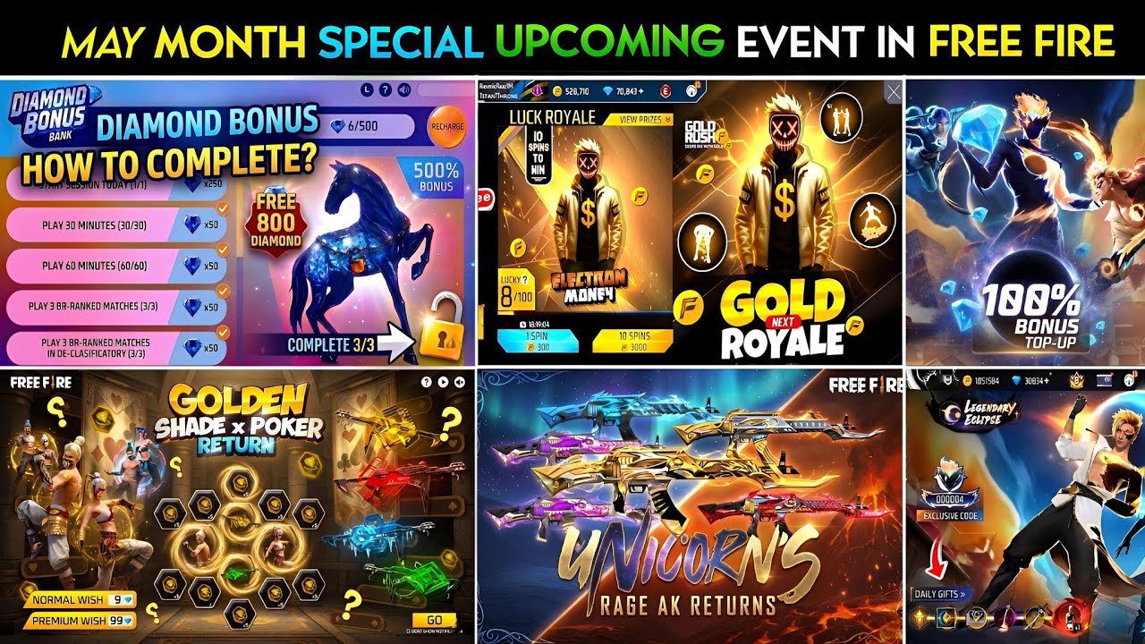 Upcoming Event in Free Fire 🤯🥳| Golden Shade Bundle Return | free fire new event | ff new event