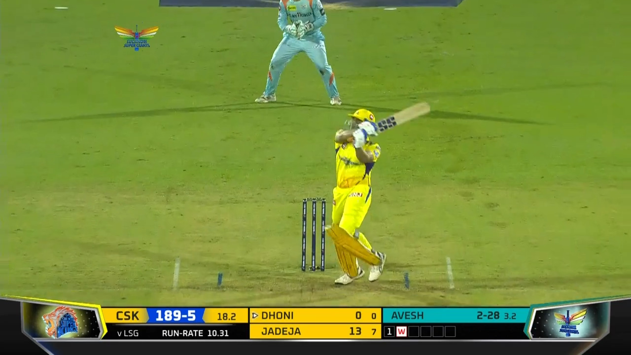M07: LSG vs CSK – MS Dhoni Six background