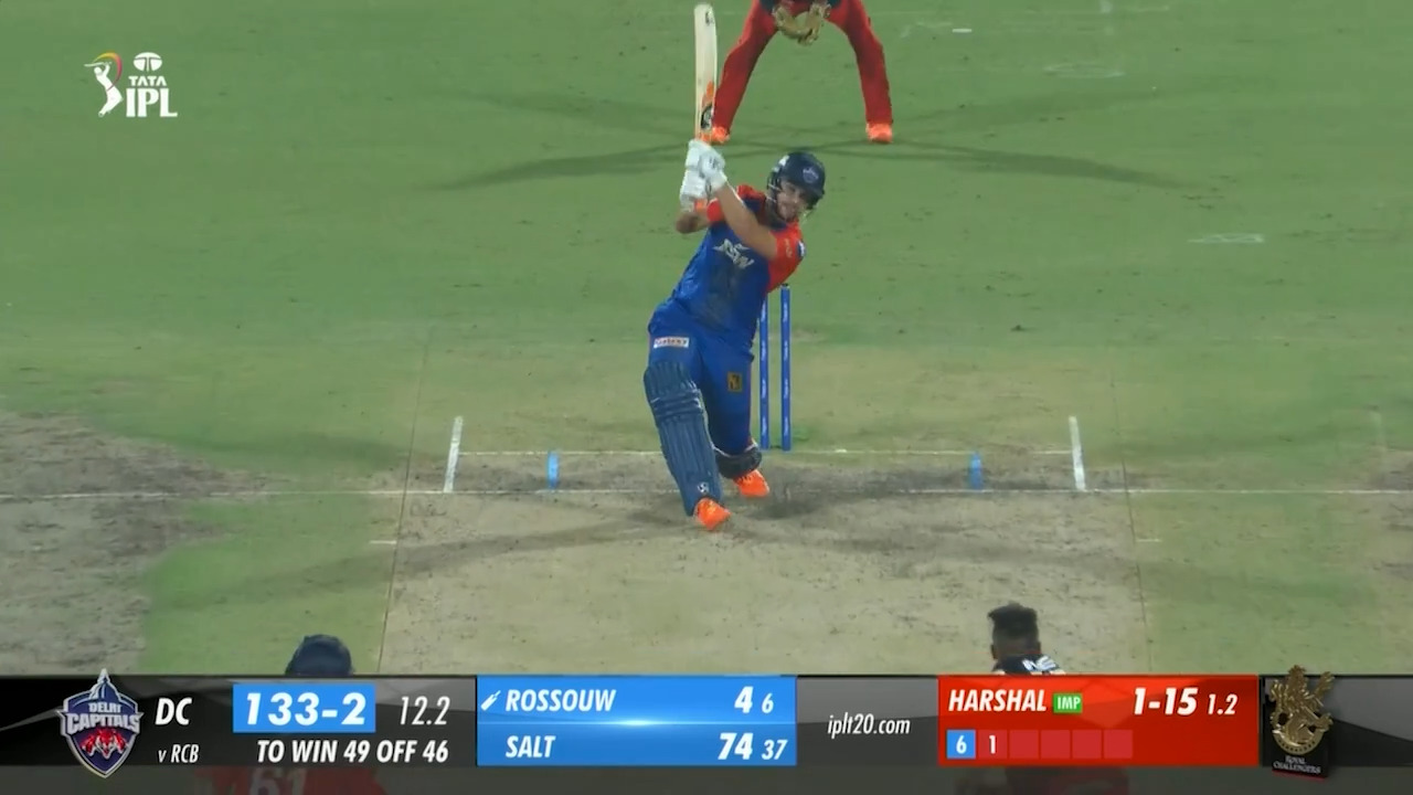M50: DC vs RCB – Rilee Rossouw Six background