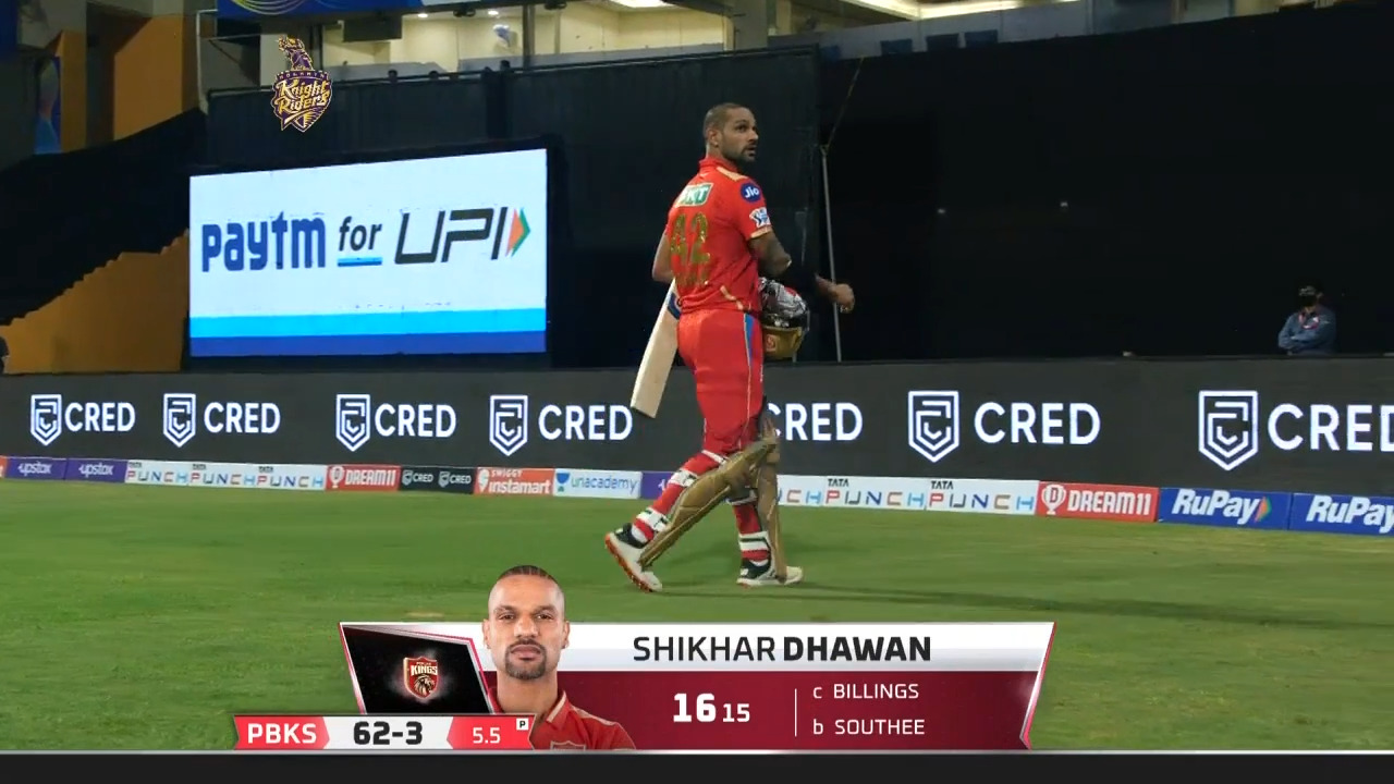 M08: KKR vs PBKS – Shikhar Dhawan Wicket