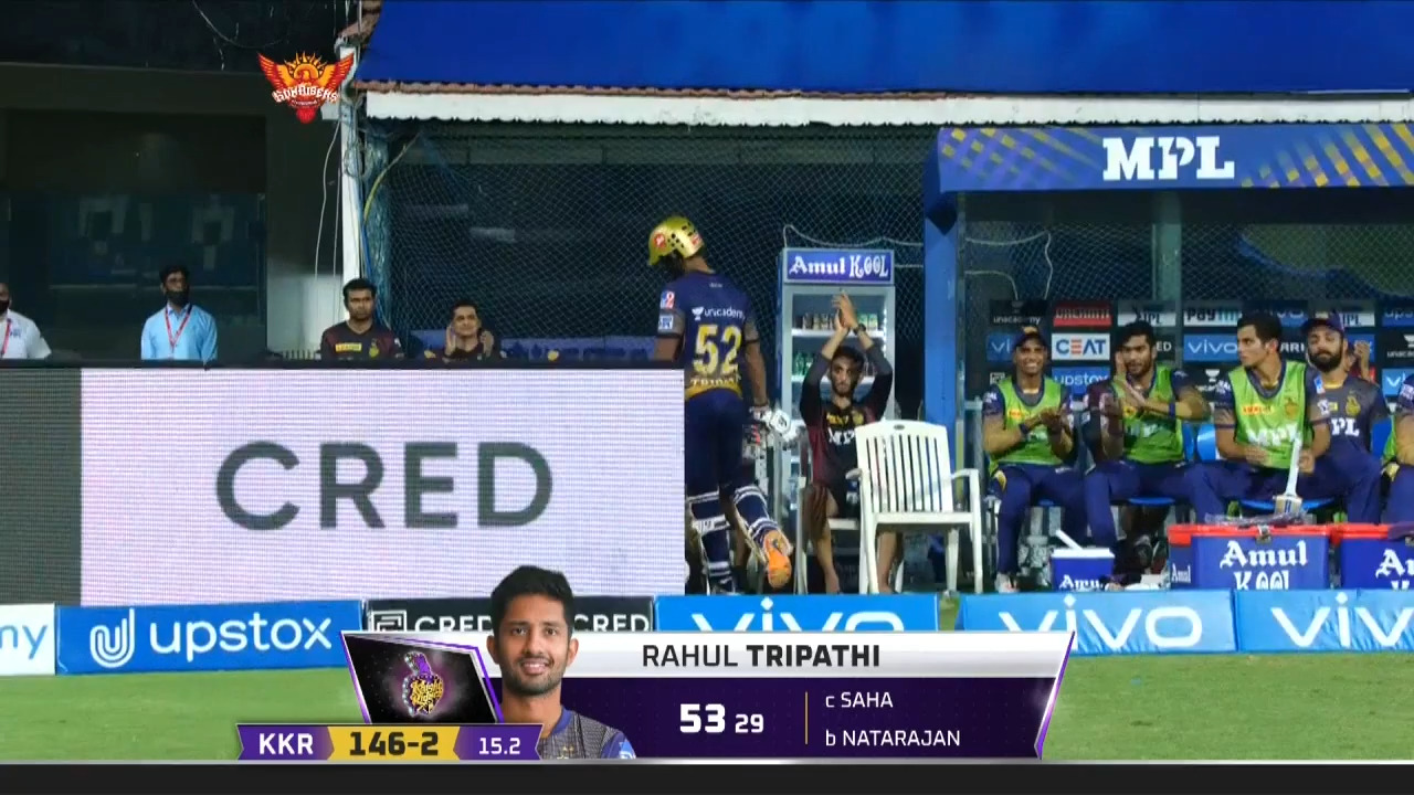 M03: SRH vs KKR – Rahul Tripathi Wicket