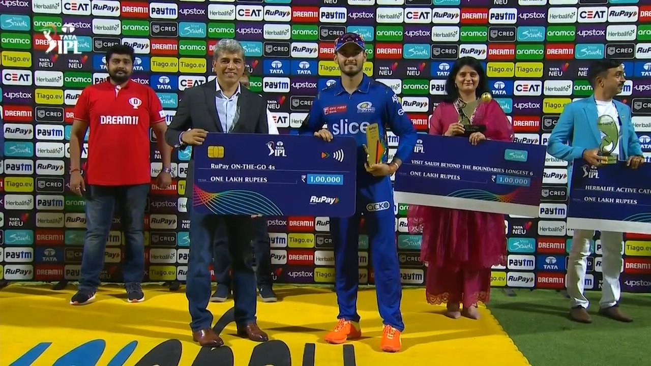 M49: CSK vs MI – RuPay On-The-Go 4s of the Match – Nehal Wadera background