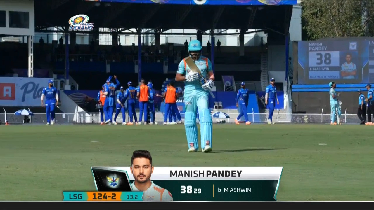 M26: MI vs LSG – Manish Pandey Wicket