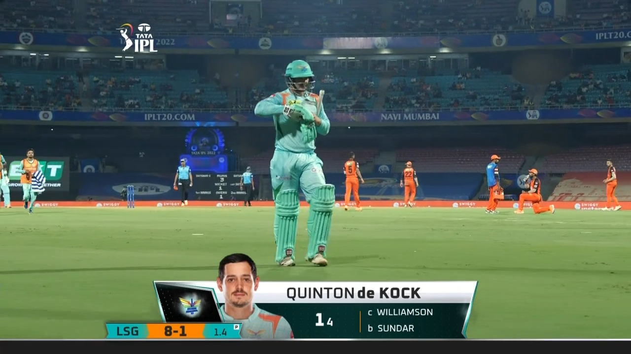M12: SRH vs LSG – Quinton De Kock Wicket