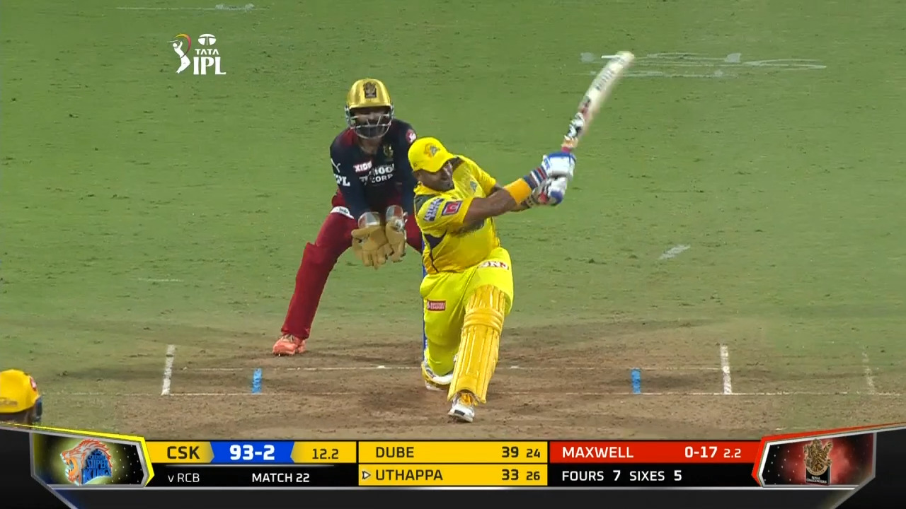 M22: CSK vs RCB – Robin Uthappa Six background