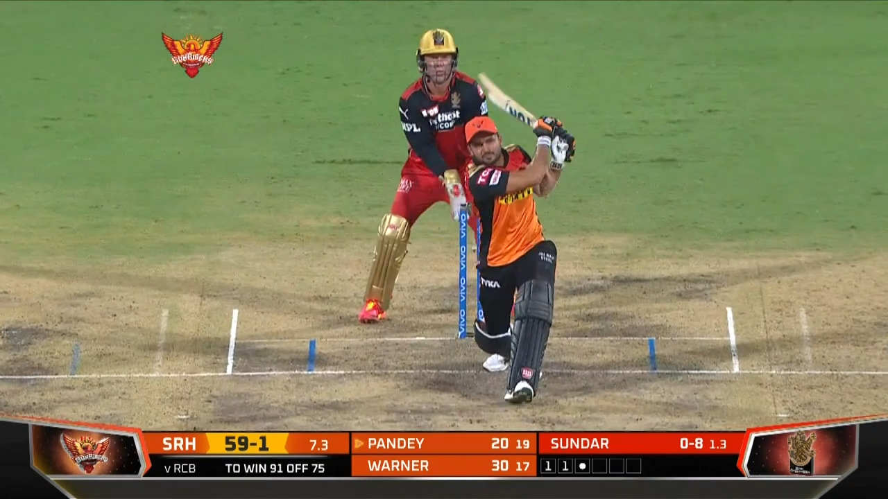 M06: SRH vs RCB – Manish Pandey Six