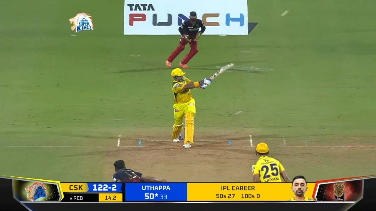 M22: CSK vs RCB – Robin Uthappa Six