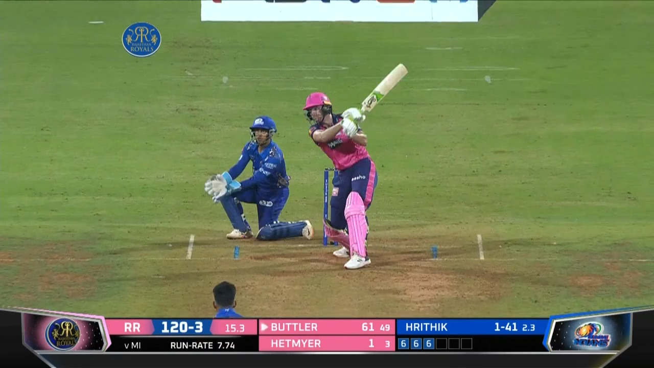 M44: RR vs MI – Jos Buttler Six background