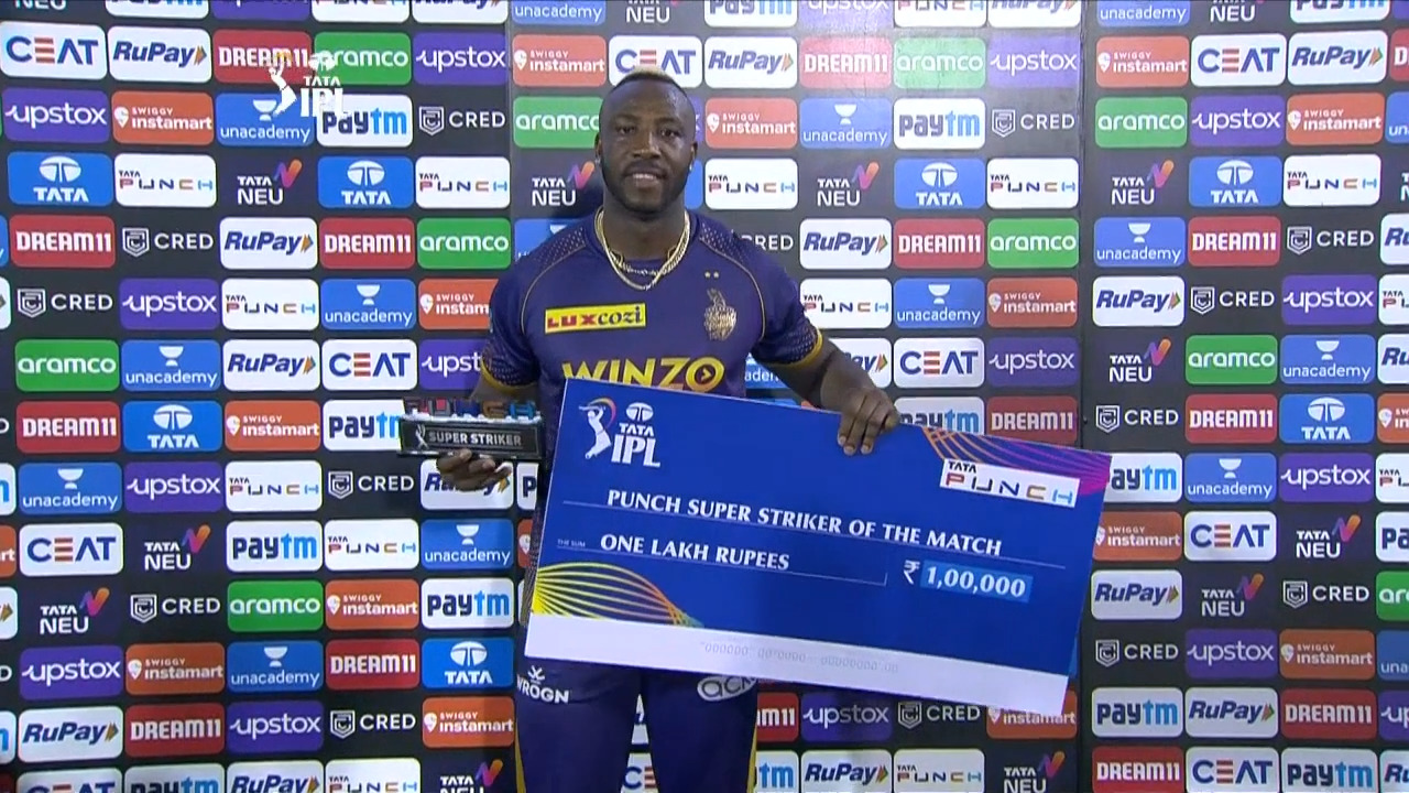 M25: SRH vs KKR – Punch Super Striker Of The Match – Andre Russell background