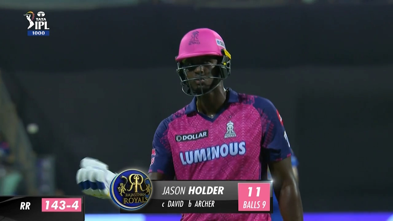 M42: MI vs RR – Jason Holder Wicket background