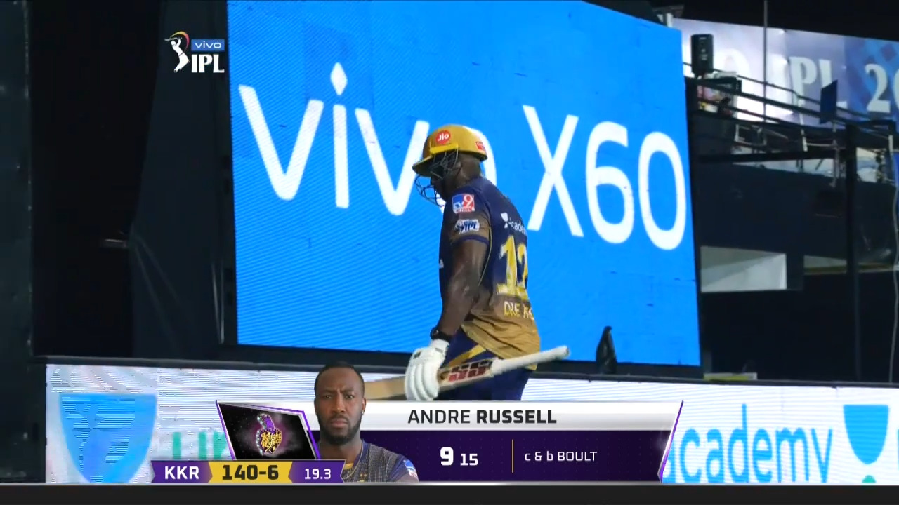 M05: KKR vs MI – Andre Russell Wicket