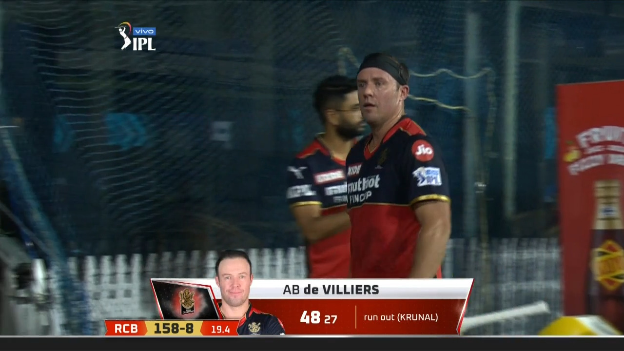 M01: MI vs RCB – AB de Villiers Wicket