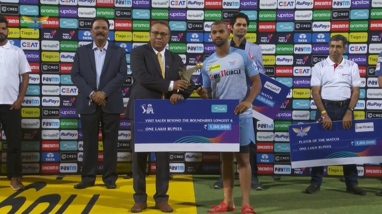 M43: LSG vs RCB – Visit Saudi Beyond the Boundaries Longest 6 of the Match – Nicholas Pooran background