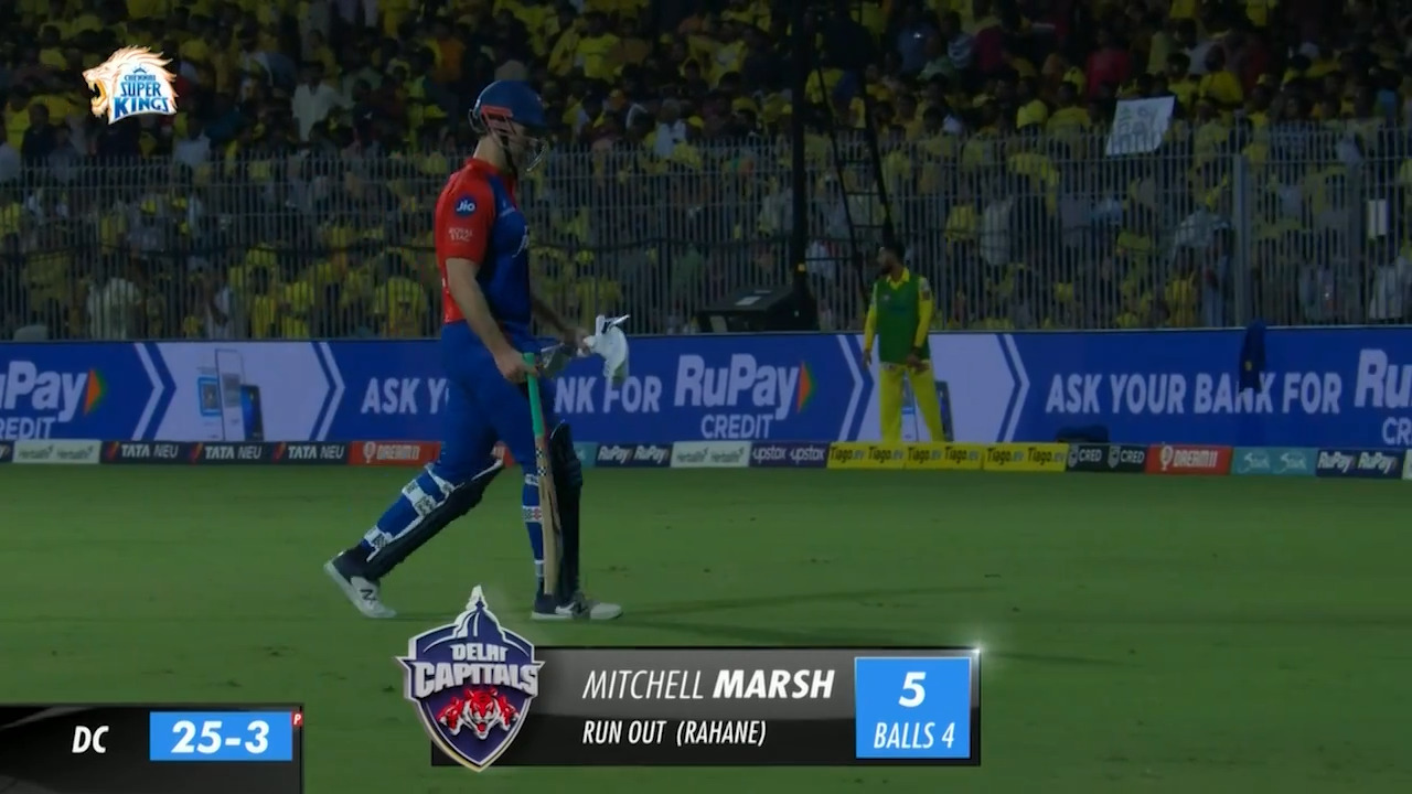 M55: CSK vs DC – Mitchell Marsh Wicket
