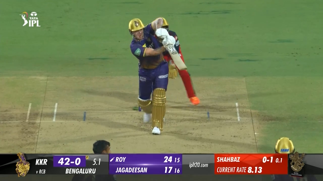 M36: RCB vs KKR – Jason Roy Six background