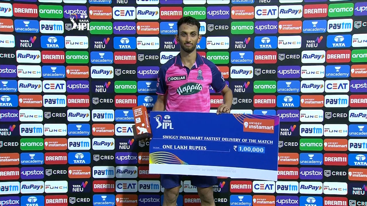 M34: DC vs RR – Swiggy Instamart fastest Delivery of the Match – Prasidh Krishna