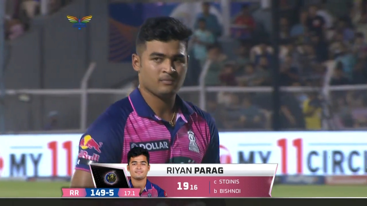 M63: LSG vs RR – Riyan Parag Wicket background